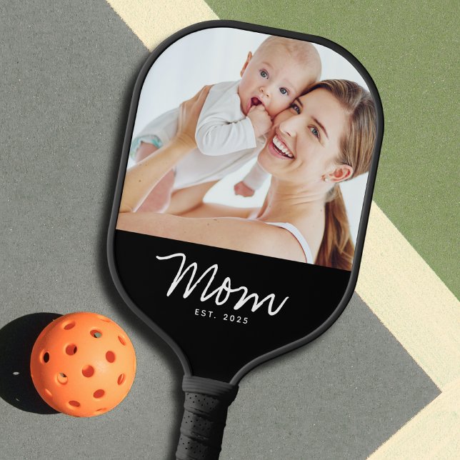 Mum Established Fun Script Photo Pickleball Paddle (Creator Uploaded)
