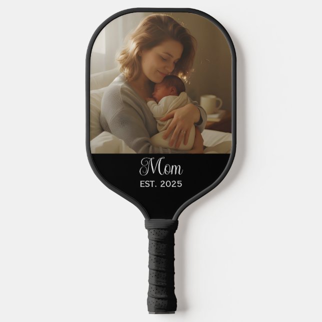 Mum Established Fun Script Photo Pickleball Paddle (Front)