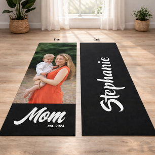 Mum Established Fun Script Photo Yoga Mat