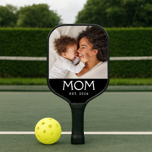Mum Established Fun Typography Photo Pickleball Paddle