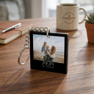 Mum Established Gift Modern Script Photo Keepsake Key Ring