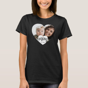 Mum Established Heart Photo Gift for New Mama T-Shirt