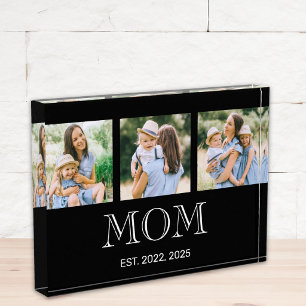 Mum Established Modern 3 Photo Black Block