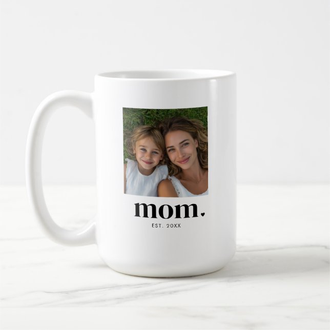 Mum Established Modern Black 2 Photo  Coffee Mug (Left)