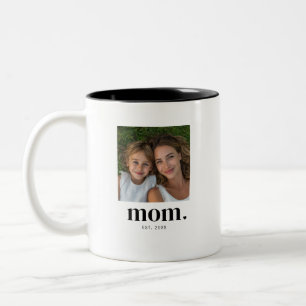 Mum Established Modern Black 2 Photo Two-Tone Coffee Mug