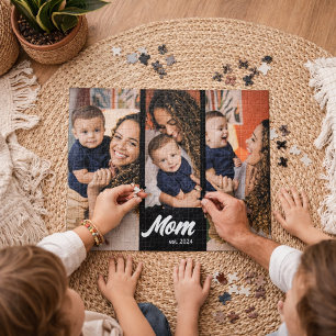 Mum Established Modern Black Photo Jigsaw Puzzle