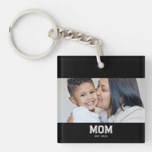 Mum Established Modern Bold Photo Key Ring