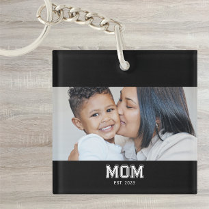 Mum Established Modern Bold Photo Key Ring