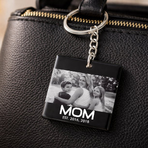 Mum Established Modern Bold Photo Key Ring