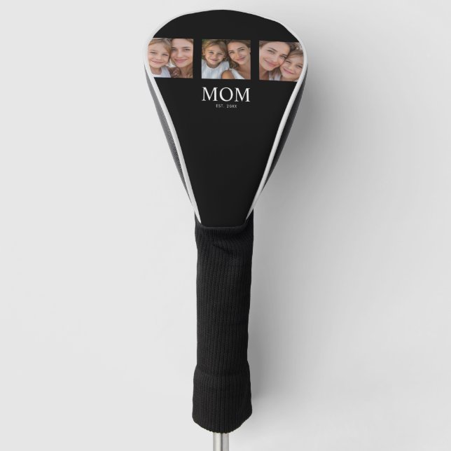 Mum Established Modern Bold Script Black 3 Photo Golf Head Cover (Front)