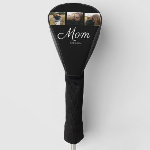 Mum Established Modern Bold Script Black 3 Photo Golf Head Cover