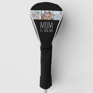 Mum Established Modern Bold Script Black 3 Photo Golf Head Cover
