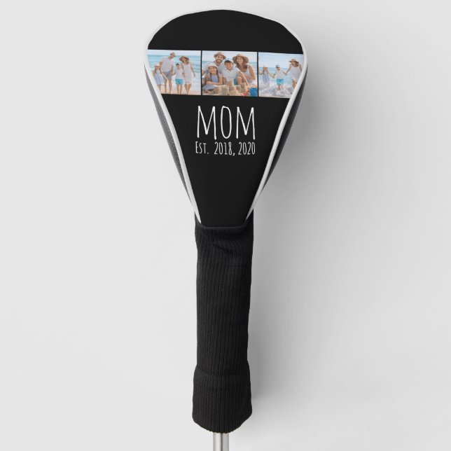 Mum Established Modern Bold Script Black 3 Photo  Golf Head Cover (Front)