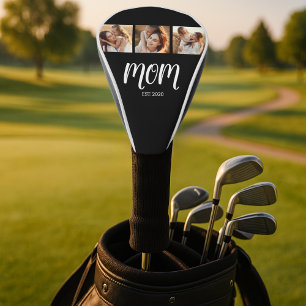 Mum Established Modern Bold Script Black 3 Photo Golf Head Cover