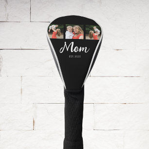 Mum Established Modern Bold Script Black 3 Photo Golf Head Cover