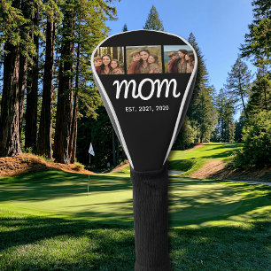 Mum Established Modern Bold Script Black 3 Photo Golf Head Cover