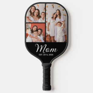 Mum Established Modern Bold Script Black 3 Photo Pickleball Paddle