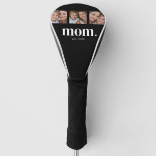 Mum Established Modern Minimal Black 3 Photo Golf Head Cover