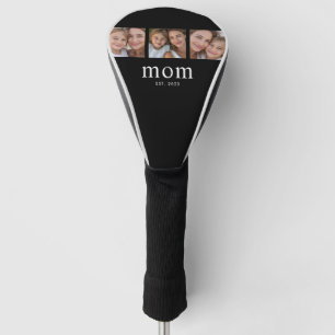Mum Established Modern Minimal Black 3 Photo Golf Head Cover