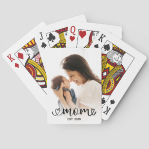Mum Established Modern Photo Black Script Playing Cards