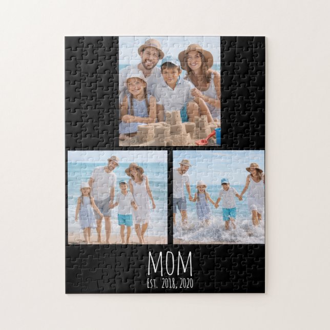 Mum Established Modern Script 3 Photo  Jigsaw Puzzle (Vertical)
