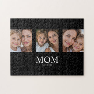 Mum Established Modern Script 3 Photo Jigsaw Puzzle