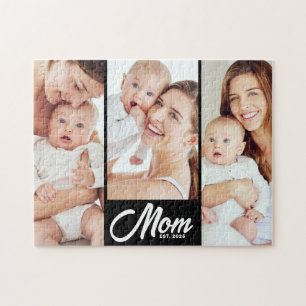 Mum Established Modern Script 3 Photo Jigsaw Puzzle