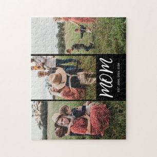 Mum Established Modern Script 3 Photo Jigsaw Puzzle
