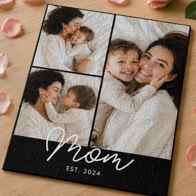 Mum Established Modern Script 3 Photo Jigsaw Puzzle (Creator Uploaded)
