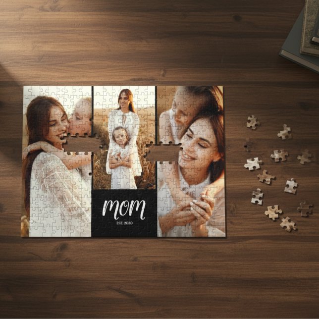 Mum Established Modern Script 3 Photo Jigsaw Puzzle (Creator Uploaded)