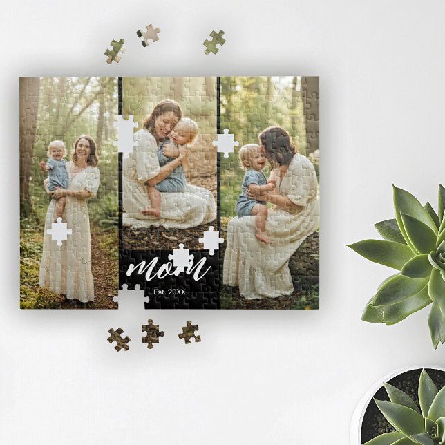 Mum Established Modern Script 3 Photo Jigsaw Puzzle (Creator Uploaded)