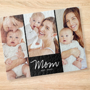 Mum Established Modern Script 3 Photo Jigsaw Puzzle