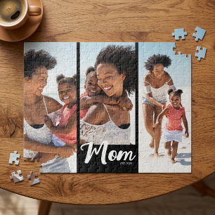 Mum Established Modern Script 3 Photo Jigsaw Puzzle