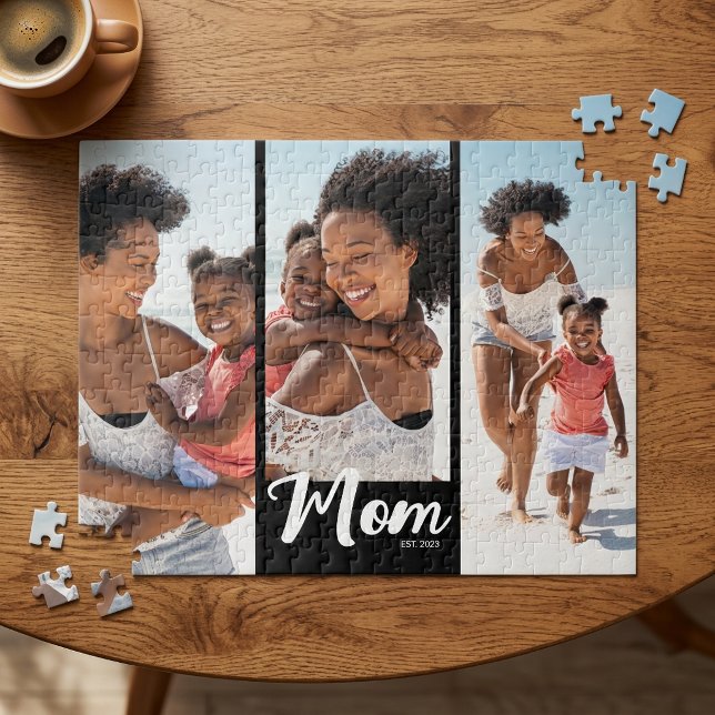 Mum Established Modern Script 3 Photo Jigsaw Puzzle (Mom Established Modern Script 3 Photo Jigsaw Puzzle)