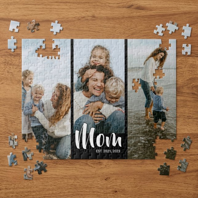 Mum Established Modern Script 3 Photo Jigsaw Puzzle (Mom Established Modern Script 3 Photo Jigsaw Puzzle)