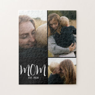 Mum Established Modern Script 3 Photo Jigsaw Puzzle