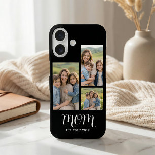 Mum Established Modern Script Black 3 Photo iPhone 16 Case