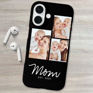 Mum Established Modern Script Black 3 Photo iPhone 16 Case