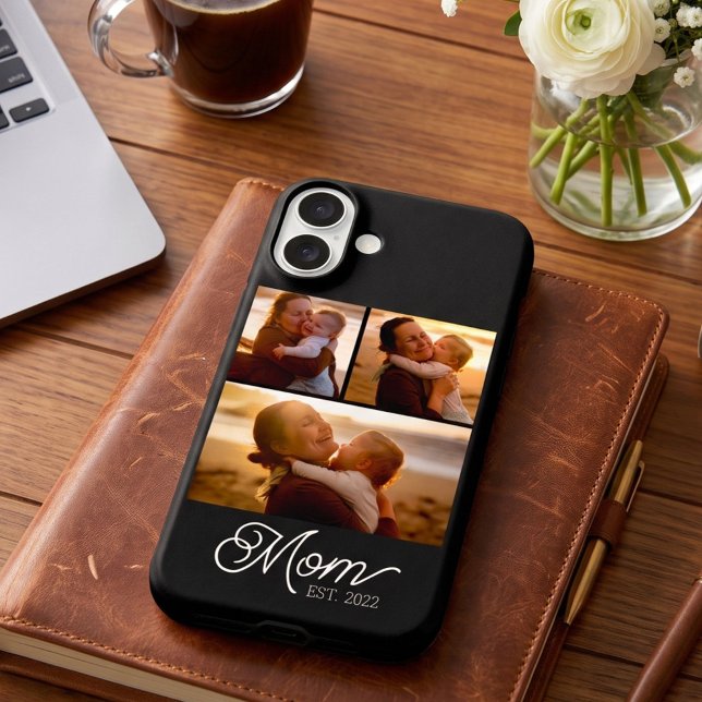 Mum Established Modern Script Black 3 Photo Case-Mate iPhone Case (Creator Uploaded)