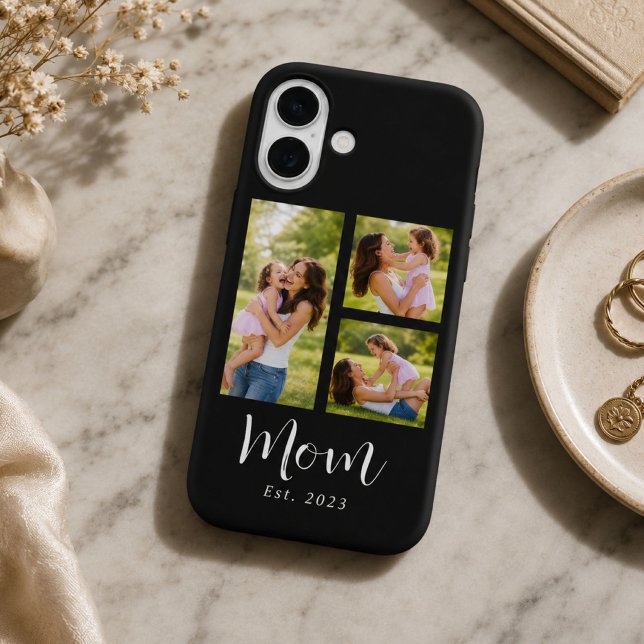 Mum Established Modern Script Black 3 Photo Case-Mate iPhone Case (Creator Uploaded)