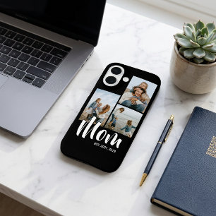 Mum Established Modern Script Black 3 Photo iPhone 16 Case