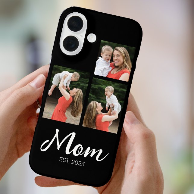 Mum Established Modern Script Black 3 Photo Case-Mate iPhone Case (Creator Uploaded)