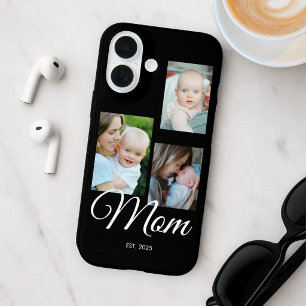Mum Established Modern Script Black 3 Photo iPhone 16 Case
