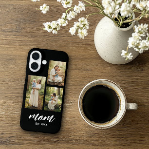 Mum Established Modern Script Black 3 Photo iPhone 16 Case