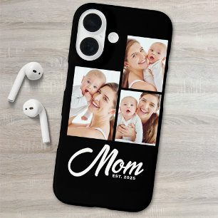 Mum Established Modern Script Black 3 Photo iPhone 16 Case
