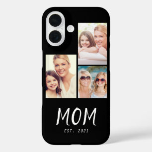 Mum Established Modern Script Black 3 Photo iPhone 16 Case