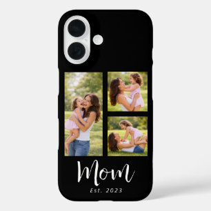Mum Established Modern Script Black 3 Photo iPhone 16 Case