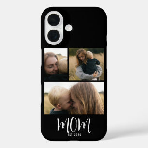 Mum Established Modern Script Black 3 Photo iPhone 16 Case