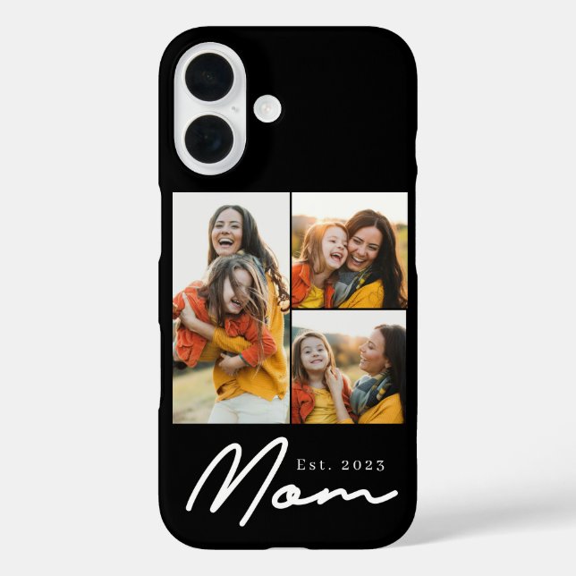 Mum Established Modern Script Black 3 Photo Case-Mate iPhone Case (Back)