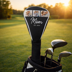 Mum Established Modern Script Black 3 Photo Golf Head Cover